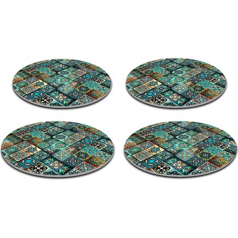 Juego de 4 manteles individuales redondos de 33 cm - fieltro grueso de 4 mm, resistente al calor, decorativo, diseño Estera - Bertoni (1/5)