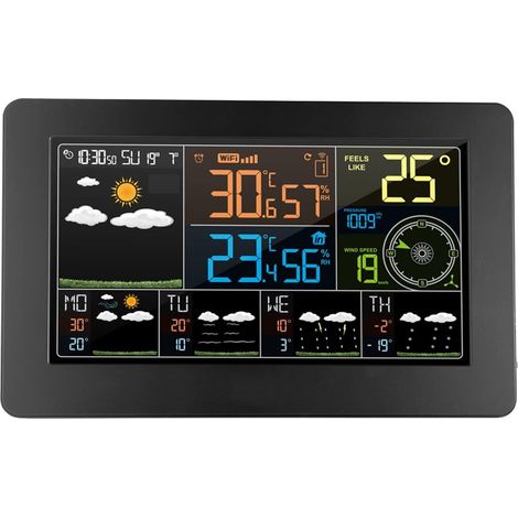 Stazione meteorologica wireless multifunzionale, igrometro digitale per interni ed esterni WiFi a colori multifunzione, applica il controllo alla stazione meteorologica intelligente.