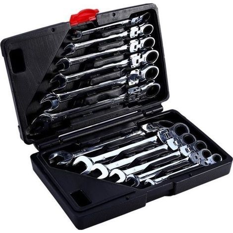 Clé Mixtes à Cliquet 8-19mm Métrique - 12PCS Molette Réversible Mixtes Outil (1/4)