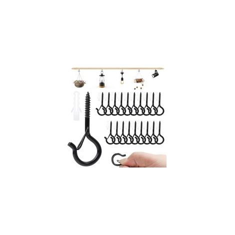 UNINGYI Lote de 20 vis à crochet en acier inoxydable noir para crochet muraux, crochets de plafond et carillons éoliens