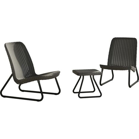 Keter Set 2 Sessel + offener Couchtisch RIO PATIO Graphit (1/10)