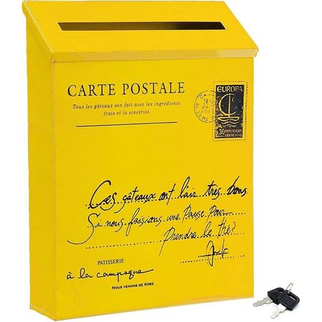 Boîte aux Lettres Murale,Boîte aux Lettres Vintage en Fer Boîte aux Journaux (Jaune 2)