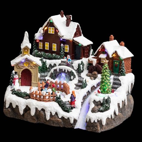 Villaggio musicale illuminato del lago ghiacciato 28 led - Feeric lights & christmas