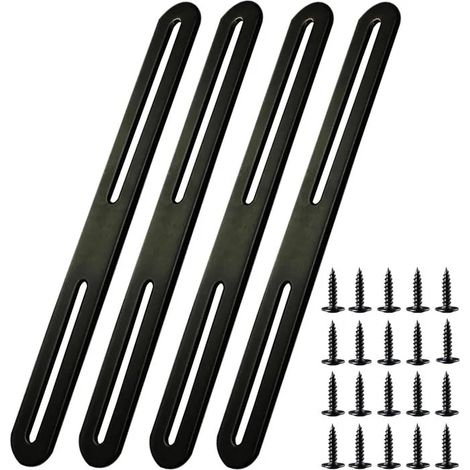 Pattes de Fixation Noir Acier Inoxydable 280x24mm, 4 pièces pour assemblage, réparation et connexion de meubles (4, 2802 - 28024mm (1/5)
