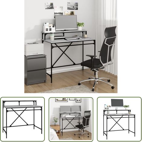 The Living Store Bureau sonoma gris 100x50x90 cm bois d'ingénierie et fer - Bureau Industriel - Bureau Moderne - Bureau Chêne - Bureau Métal - Meuble De Bureau (1/5)
