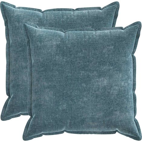 Teenpull – Kissenbezug 2 Stk. HOUTEN Blau 60 x 60 cm Chenille-Stoff (1/5)
