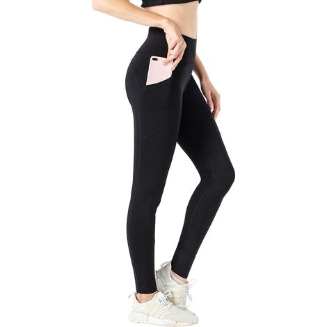 Damen-Yogahose mit hohem Bund und Taschen, Sporthose zum Laufen und für Fitness