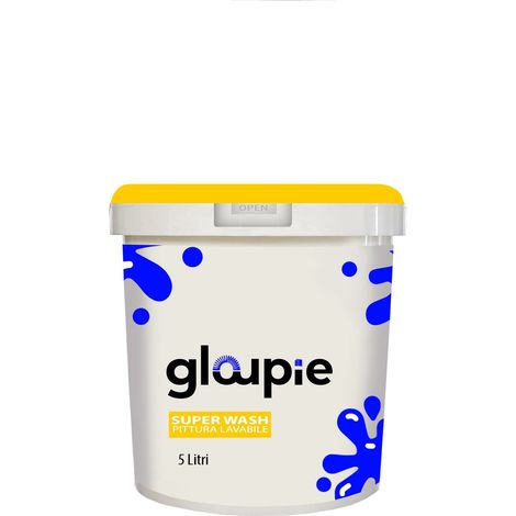 GLOUPIE SUPER WASH Pittura Lavabile Traspirante Per Tutti Gli Ambienti Interni, 5 Litri, Bianco,Made In Italy (1/5)