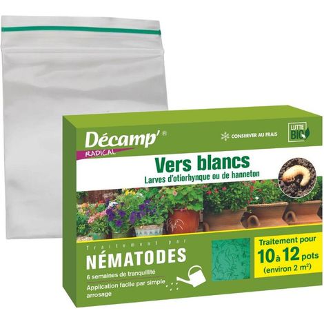 Nématodes HB anti vers blancs et otiorhynques – 1M pour 2m² – Lutte biologique ciblée contre ravageurs du sol – Décamp'