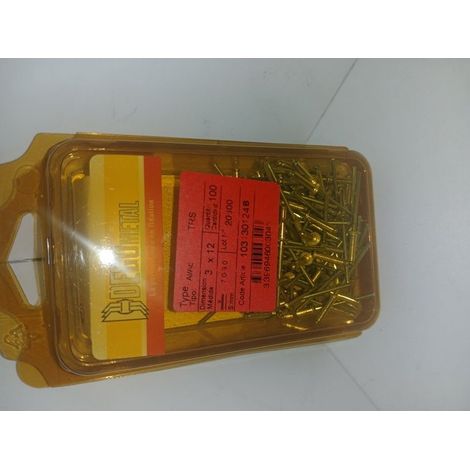 RIVET STANDARD ALX TRS TETE RONDE ALU CLOU ACIER D3 X 12 BOITE DE 100