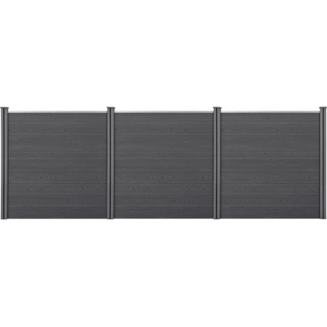 Gartenzaun Getafe WPC mit Pfosten 183x531 cm Grau neu.holz (1/5)