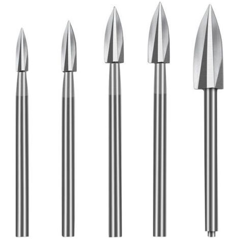 Wood Carving Drill Bits Set, 5 Pieces Wood Carving Drill Bits with 1/8" Shank for DIY, Carving, Engraving, Sanding and Drilling (1/5)