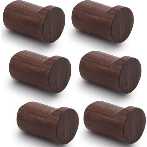 Natural wood wall hooks – Set of 6 handcrafted decorative hooks for entryway, bathroom or kitchen