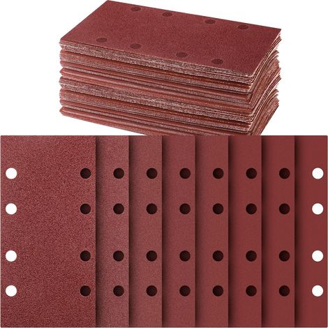 15-teiliges Schleifblattset, 8-Loch-Klettstreifen, Körnung 60, kompatibel mit 1/3-Blattschleifern, für Holz, Metall, Gips und verschiedene Oberflächen.