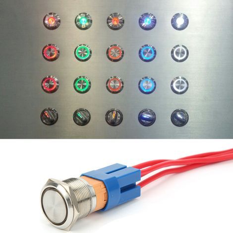 22-mm-Metall-Drucktaster, 20 A, 250 V AC, mit 4-poligem Sockel und automatischer Rückstellung (1/5)