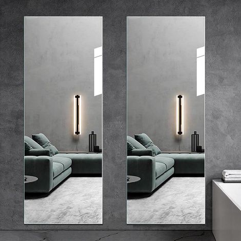 Lot de 2 miroirs muraux autocollants (30 x 120 cm) - 2 mm d'épaisseur - Miroir adhésif en acrylique (1/5)