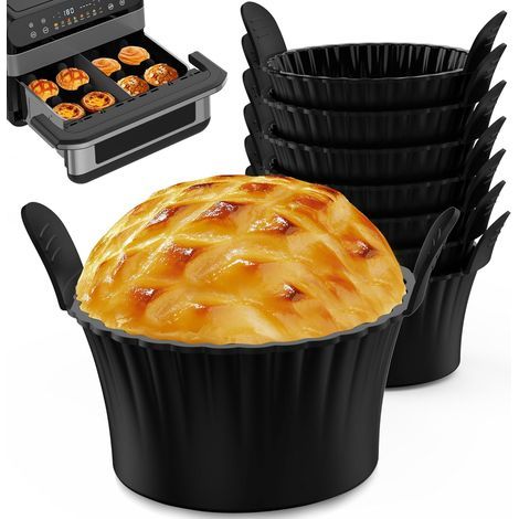 8-teiliges Silikon-Muffinform-Set, BPA-freie, lebensmittelechte Silikonform für Heißluftfritteusen, wiederverwendbare und antihaftbeschichtete Kuchenformen, Silikon-Muffinformen für Muffins, Kuchen, C (1/5)