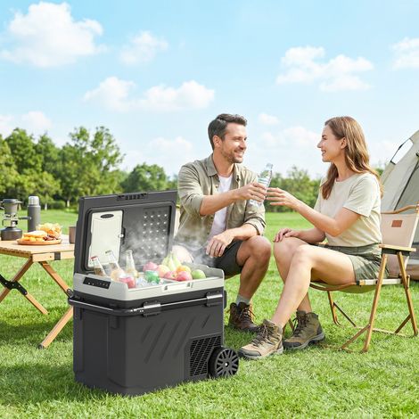 Nevera Portátil Eléctrica 49L con Compresor Doble Zona Control por App Ruedas Asa Telescópica -20℃ a 20℃ y Puerto USB (1/5)