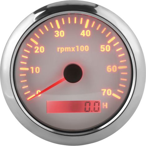 Drehzahlmesser (85 mm), 0–7000 U/min, 7-farbige, einstellbare Hintergrundbeleuchtung, für Auto- und Bootsmotoren, 9–32 V DC, Weiß (1/5)
