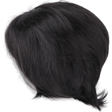 Perruques courtes noires pour hommes, finement taillées, duveteuses, naturelles et respirantes, avec un filet offrant une bonne tenue et un usage quotidien. (1/5)