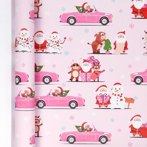 Papier cadeau de Noël (43 cm de large x 3 m de long), grand format, papier kraft écologique.