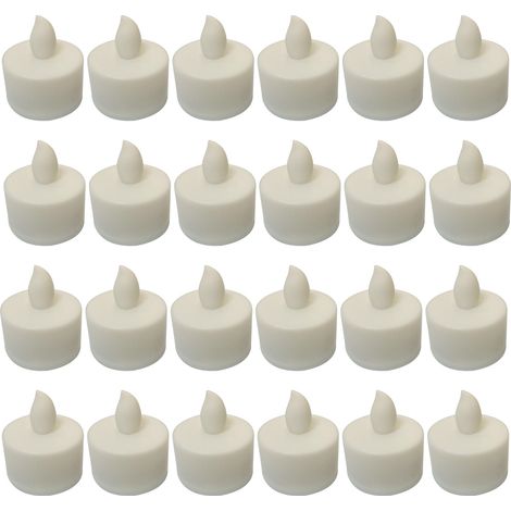 Lot de 24 bougies LED blanches sans flamme, lumière jaune, coquillage, ambiance fête anniversaire (1/5)