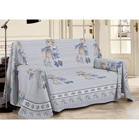 Telo Arredo Multiuso Linea Pensieri Delicati In Cotone Disegno Renna Blu, misuraSingolocoloreBlu (1/4)