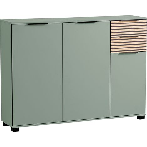 Schuhschrank modern in grün mit Eiche Natur ALTAMURA-80 (1/5)