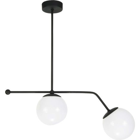 Lampada da soffitto con paralume nero e sfere di vetro, Calipso 13-838