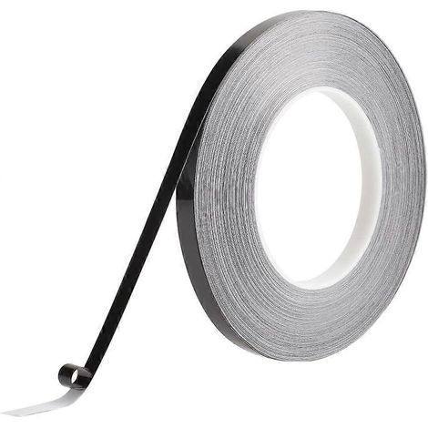 Ruban adhésif en polyester brillant 50 m x 10 mm pour moulures murales, noir, imperméable, décoratif, autocollant, pour bordures de miroirs et joints de carrelage. (1/5)