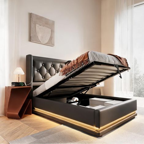 Matelas coloris noir en PU 210 x 100 x 101 cm (1/5)