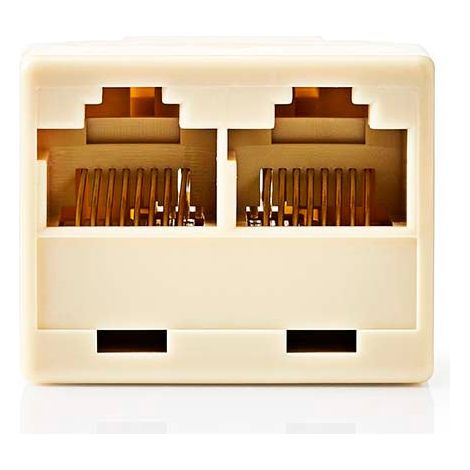 Divisor telenätet  RJ45 hembra  2x RJ45 Hembra  Niquelado  Marfil  PVC  Caja