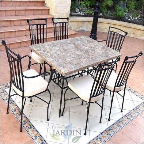 Conjunto cerámica mesas y sillas de jardín Córdoba, perfecto para crear un ambiente acogedor en tu jardín