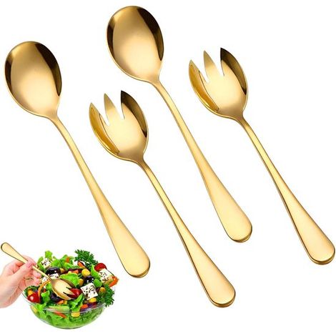 Allecta - Juego de cubiertos para ensalada Gold, acero inoxidable, multifuncional para cocina y comedor (1/5)