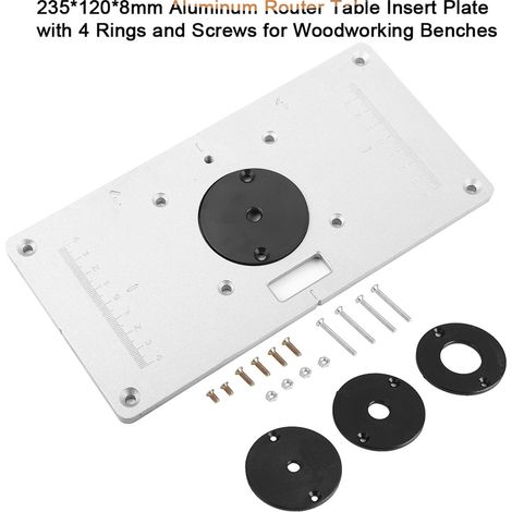 235 x 120 x 8 mm große Aluminium-Frästisch-Einlegeplatte mit 4 Buchsen und Schrauben für die Holzbearbeitungswerkbank (1/5)