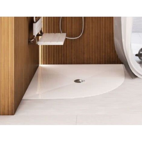 ECOLAM Receveur de douche semi-circulaire De Luxe 90x90 cm Hauteur: 3,5 cm, R=55, siphon. Receveur de douche plat au ras du sol, sans obstacle (1/5)
