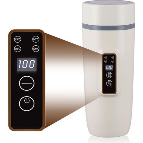 Hervidor portátil, calentador eléctrico 3 en 1, hervidor, botella con termómetro de viaje pequeña, botella de agua, taza térmica, botella de agua, 0,6 L, control inteligente de temperatura (1/5)