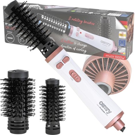 Camry  Moldeador de cabello  CR 2021  Garantía: 24 meses  Temperatura (máx.): °C  Niveles de calentamiento: 3  Pantalla  1000 W  Blanco/Rosa (1/5)