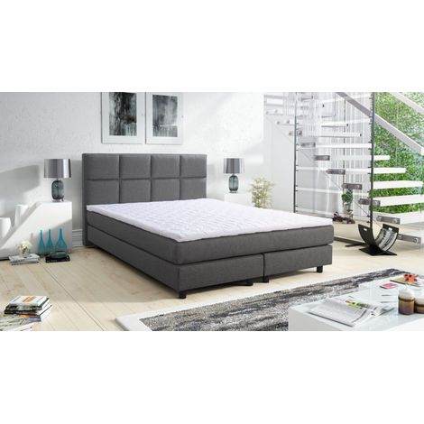 Boxspringbett Boxbett Glenn 2 Tablet Hotelbett 140x200 Bett Topper Grau (1/5)