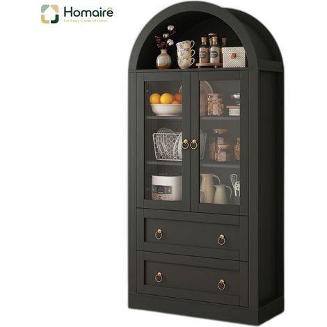 Sideboard schwarz en Schwarz 80 x 36 x 170 cm HOMAIRE (1/5)
