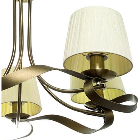 Lampara Baeza 5xe14 Cuero Pantalla beige Regx55x55 Cm (1/2)