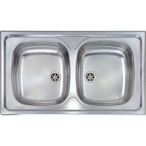 CM 011554 Mondial Lavello da incasso 2 vasche 86x50 cm Acciaio Inox AISI 304 Sopratop Prelucidato colore Inox (1/5)