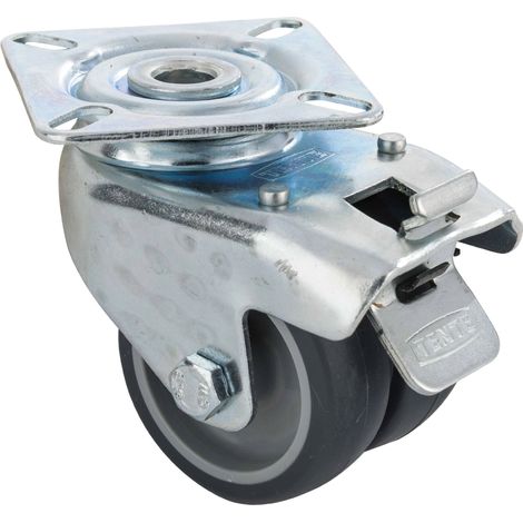 Roulette doppia 5cm con piastre da avvitare e freno (1/2)