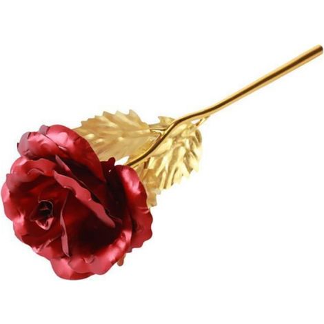 Rose - Coffret Cadeau - Plastique Plaqué Or 24K - Rouge - 25 X 7,5 Cm - 1 Pièce (1/4)