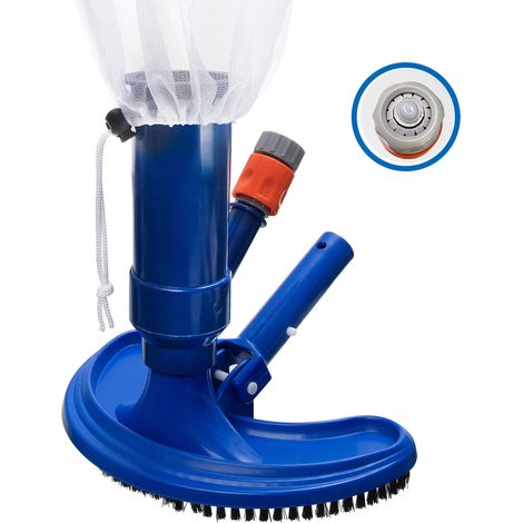 Tête d'aspirateur de piscine en forme de demi-lune avec brosse de fond, tête d'aspirateur de piscine avec sac filtrant et longue tige télescopique (1/5)