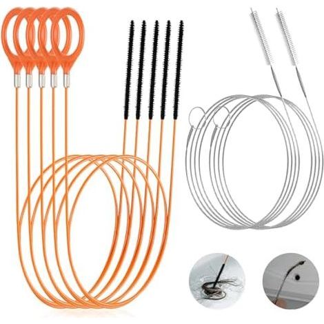 7 Pièces Deboucheur Canalisation Brosse, Flexible Anticasse Collection Furet 76 cm & Brosse de Nettoyage 150 Nettoyeur d’Évier pour Cuisine, Douche, Baignoire et Tuyaux - (1/5)