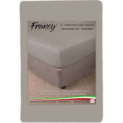 LENZUOLO FRANCY CON ANGOLI NOCCIOLA TORTORA FRANCESE 1 PIAZZA E MEZZA GRANDE MAXI (1/3)