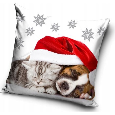 FEDERA 40x40 cm Regalo di Natale con gatto e cane W05j