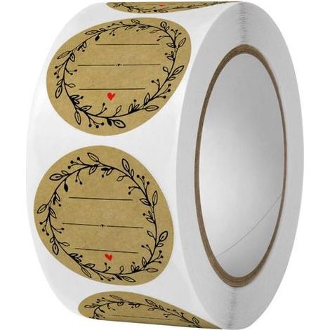 2 pcs，Sceau autocollant en papier kraft, décoration d'emballage, autocollants de bénédiction manuscrits, rouleaux ronds, étiquettes de cuisson des fêtes (1/5)