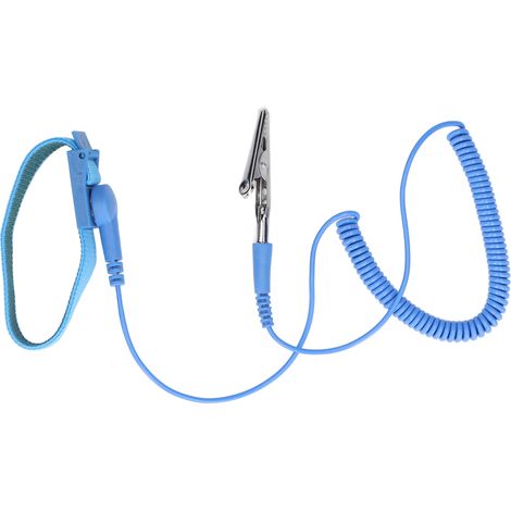 Bracelet antistatique réglable réutilisable pour équipement électronique, bande poignet ESD bleue (1/5)